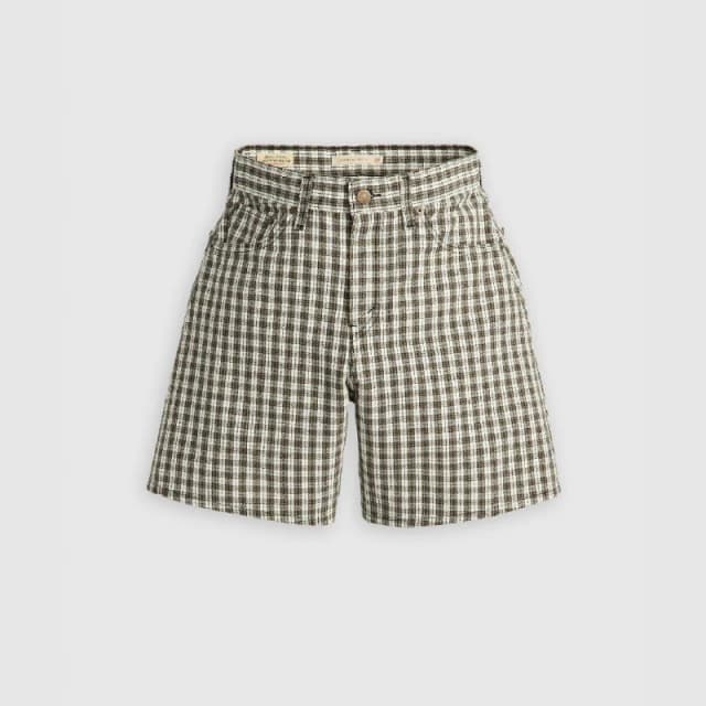 Levis Womens Milo Plaid High Baggy Denim Shorts Milo Plaid female 25 L32