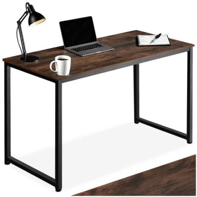 Tectake Desk Flint - Writing, Study, Computer Office Table 120 Cm - Industrial Wood Dark, Rustic