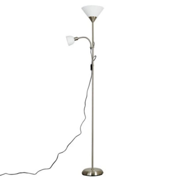 ValueLights ValueLights Mozz Mother & Child Uplighter Floor Lamp with Side Lamp and LED Bulbs in Silver Silver One Size Unisex 5059406025426