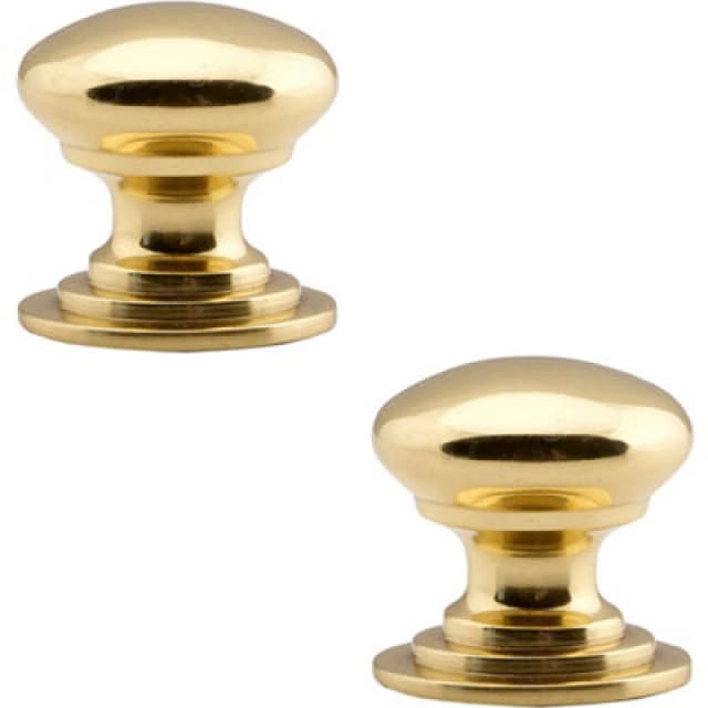 Loops 2x Victorian Round Cupboard Door Knob 38mm Dia Polished Brass Cabinet Handle Metallics unisex