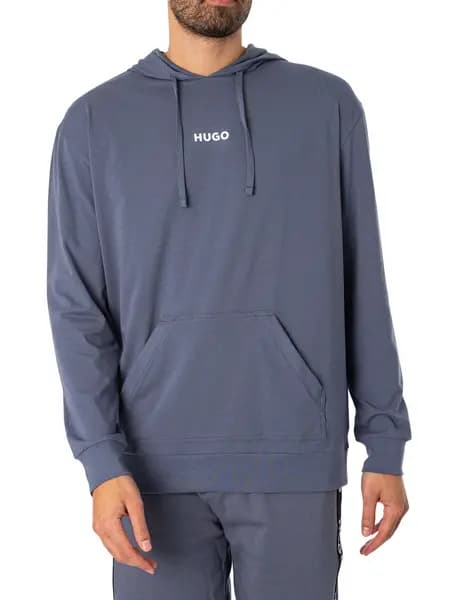 HUGO Lounge Linked Pullover Hoodie Open Blue L