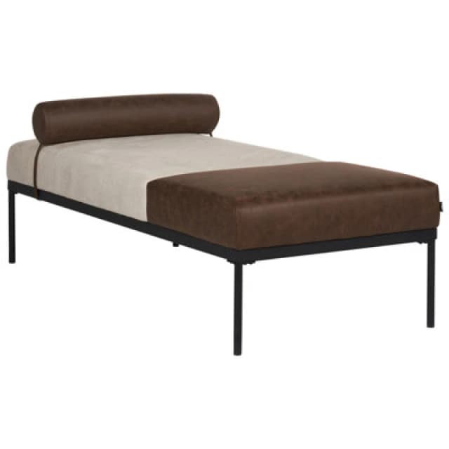 Beliani Chaise Longue Malmos Faux Linen Faux Leather Dark Brown