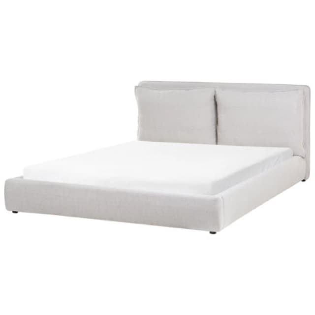Beliani Bed Fabric Bajonna 180 X 200 Cm (Eu Super King) Light Grey