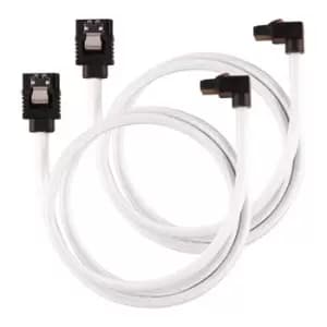 Corsair 60cm White Premium Braided Sleeved 90° SATA Data Cable