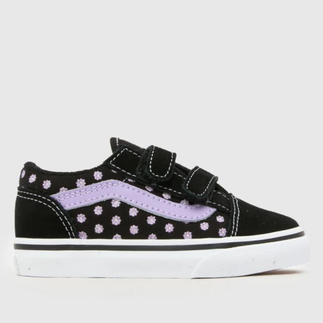 Vans Black & Purple Old Skool V Girls Toddler Trainers Black & Purple UK 7 (EU 24)