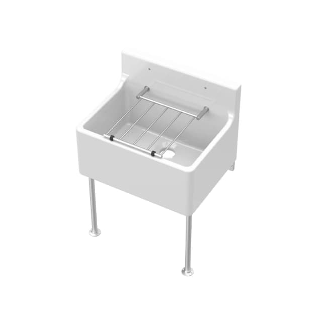 Balterley 1 Bowl Fireclay Cleaner Sink Grill Legs 515 x 382 x 393mm White