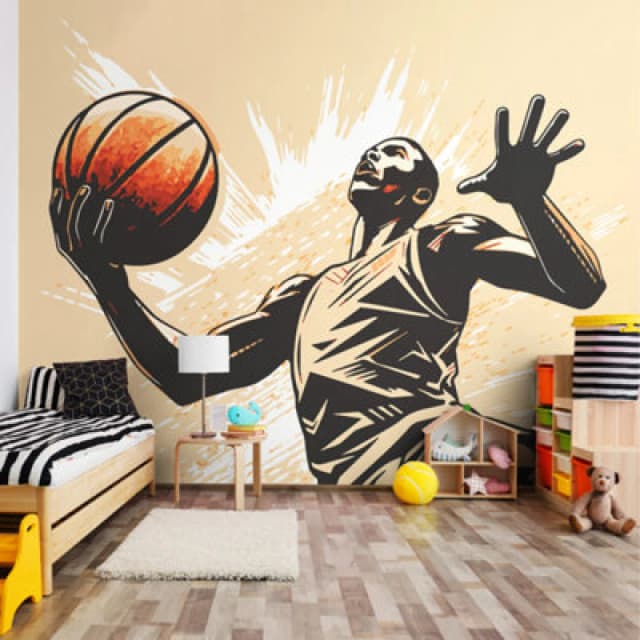 Origin Murals Graphic Basketball Player Orange Paste The Wall Mural 350Cm Wide X 280M High