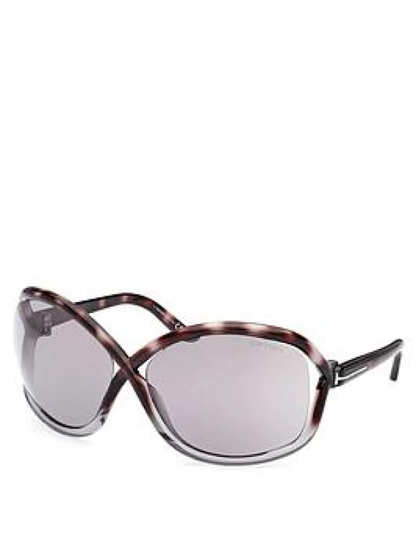 Tom Ford Womens Butterfly Gradient Grey Tortoise Smoke Grey Silver Mirror Bettina FT1068 Sunglasses Grey Female One Size