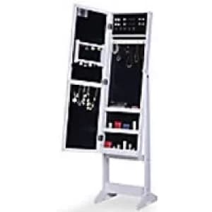 HOMCOM Jewellery Cabinet Mirror 831-220 MDF White 300 mm x 360 mm x 1360 mm