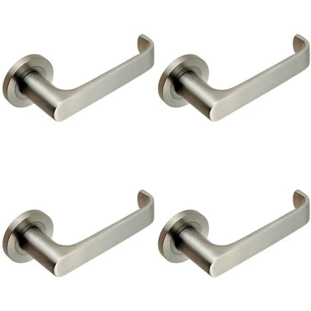 Loops 4x PAIR Straight Bold Faced Safety Handle Concealed Fix Round Rose Satin Steel Metallics
