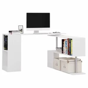 Lennon Rotating Corner Desk with Storage, white