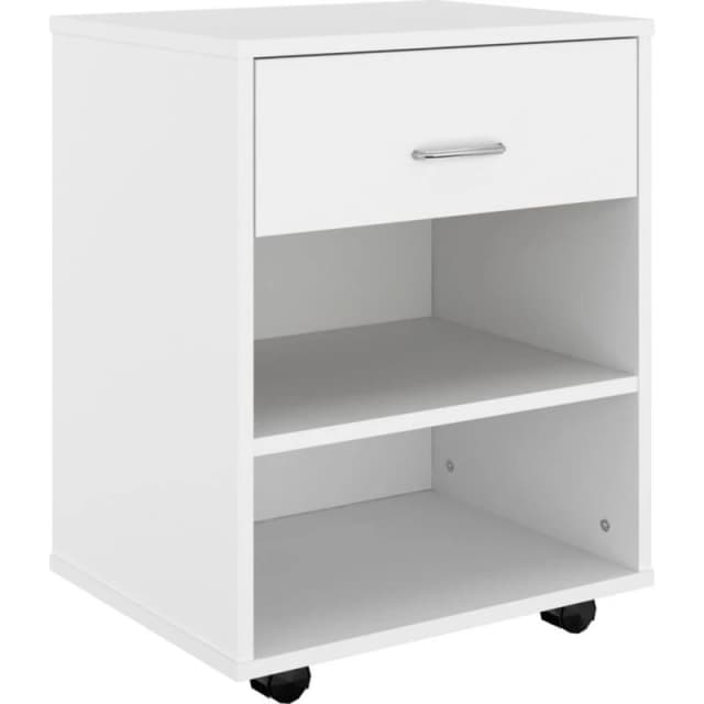 VIDAXL Rolling Cabinet White 46x36x59cm Engineered Wood Vidaxl 8720286610053