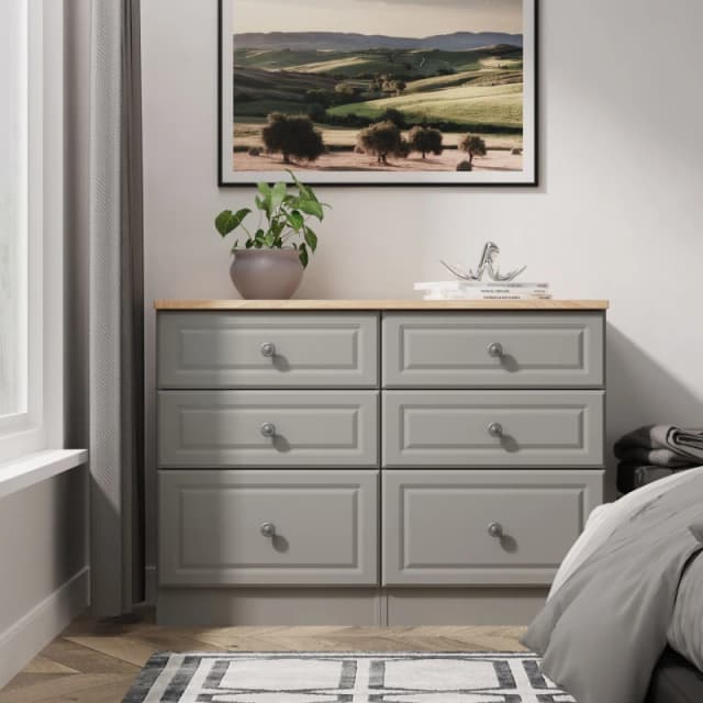 Ready Assembled 2 U Surrey 6 Drawer Midi Chest (Ready Assembled) in Grey Size: Large Grey Unisex Large