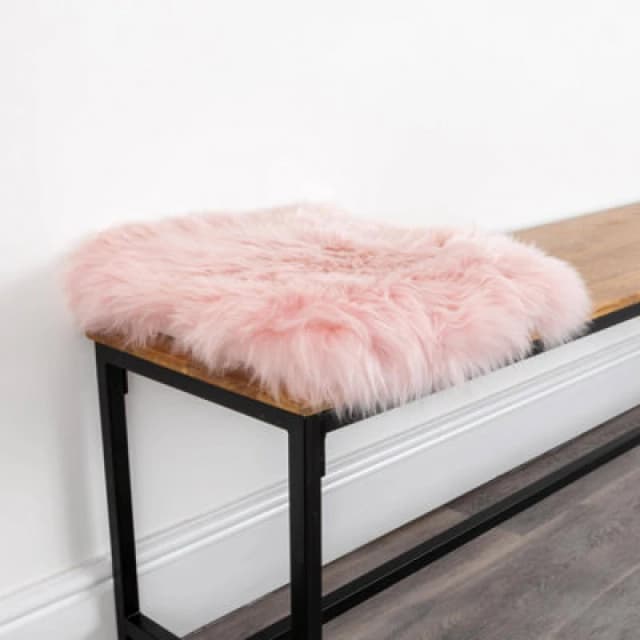 Native Natural Blush Pink Square Sheepskin Chair Pad Pink