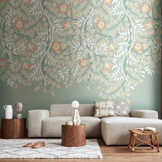 Origin Murals Cascading Rosehip - Seafoam And Apricot Matt Smooth Paste The Wall Mural 350Cm Wide X 280Cm High