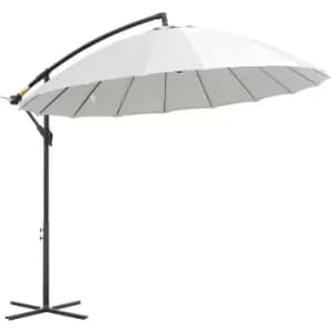 3(m) Cantilever Shanghai Parasol w/ Crank Handle, Cross Base Off-White - Off-White - Outsunny