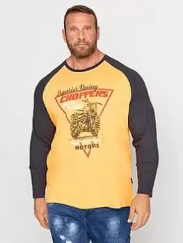 BadRhino Long Sleeve Raglan T-Shirt - Yellow, Yellow, Size 2XL, Men
