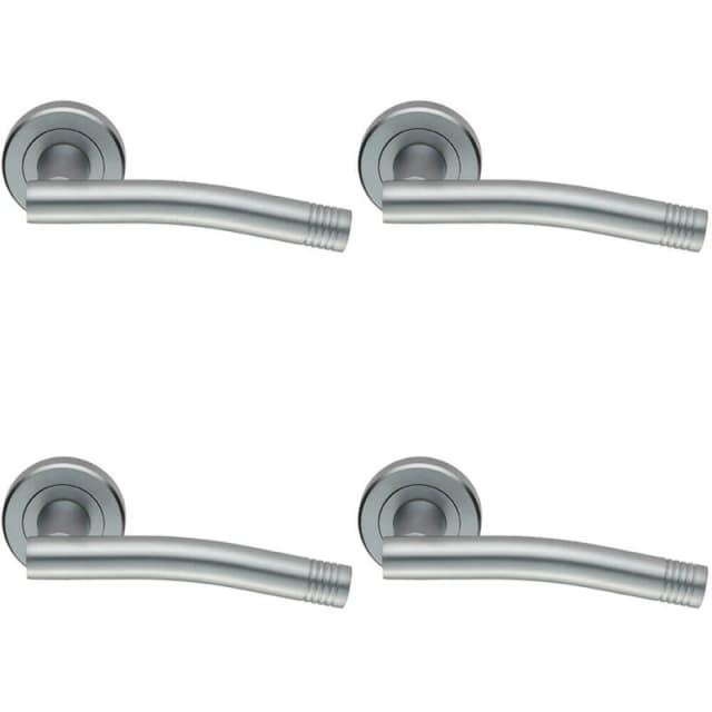 Loops 4x PAIR Round Bar Handle with Arch Concealed Fix Round Rose Satin Chrome Multi