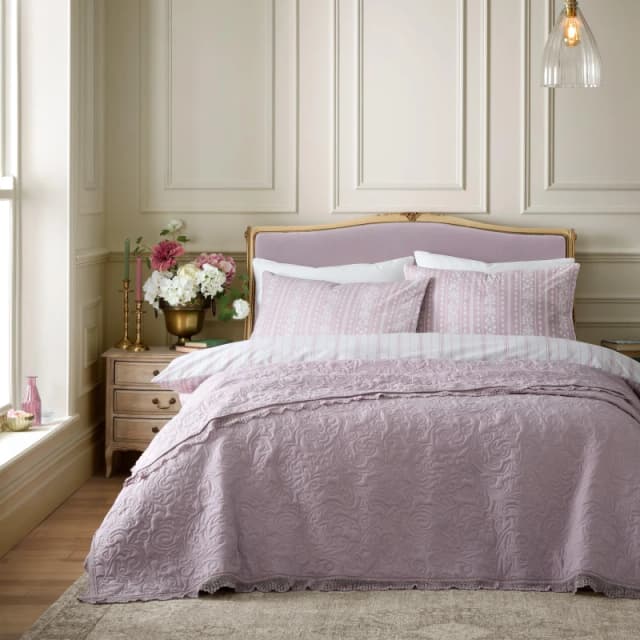 Catherine Lansfield Bridgerton by CL Silhouette Floral Lace Bedspread Bedspreads 220x230cm Pink 41741306000