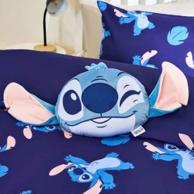 OHS OHS Stitch Scatter Cushion Soft Fleece Novelty Pillow in Blue Blue One Size Unisex 5027434224166