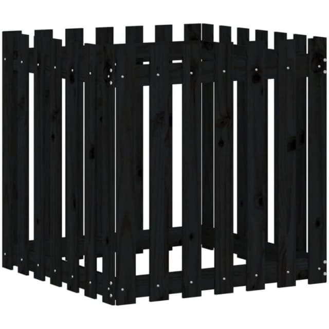 vidaXL Garden Planter w/ Fence Design Black 70x70x70 cm, Black 832464
