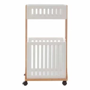 Nostra Bamboo Storage Trolley 2 Tier, White
