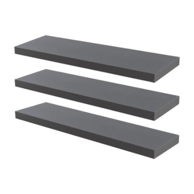 Harbour Housewares Modern Floating Wall Shelves - 100Cm - Grey - Pack Of 3
