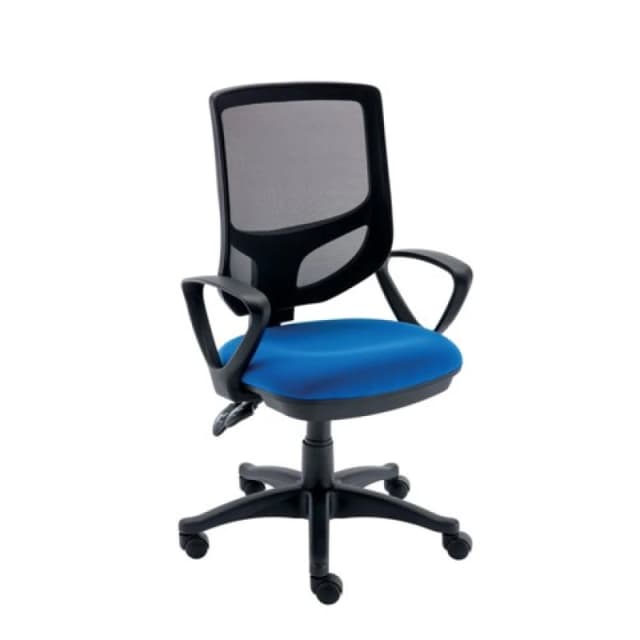 Astin Nesta Mesh Back Operator Chair Royal Blue with Fixed Arms 590x900x1050mm Charcoal KF800027