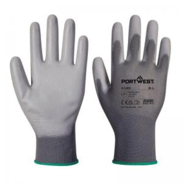 Portwest PU Palm General Handling Grip Gloves A120GRRL Colour: Grey