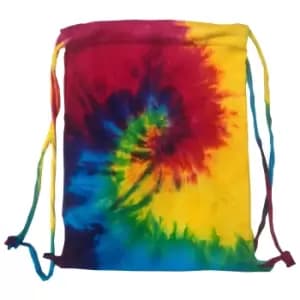 Colortone Tie Dye Sports Drawstring Tote Bag (Pack Of 2) (One Size) (Reactive Rainbow)