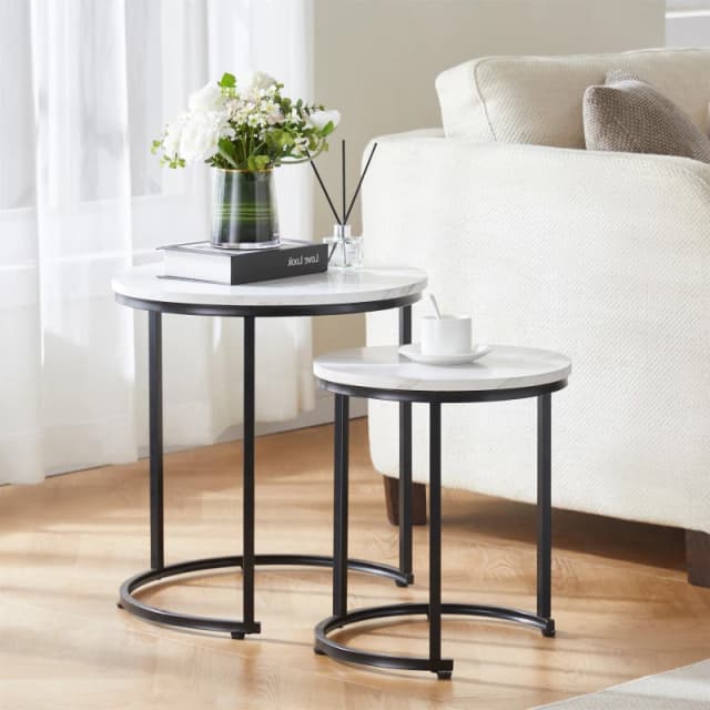 Lassic Vida Designs Brooklyn Nest of 2 Round Tables Marble unisex Set Of 2