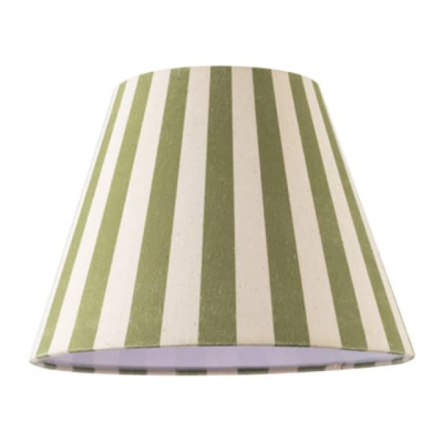 Happy Homewares Olive Green And Oatmeal Linen Striped Coolie Shade With Cotton Inner