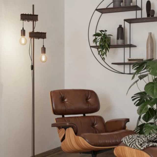 EGLO Townshend 4 Antique Brown Floor Light Brown