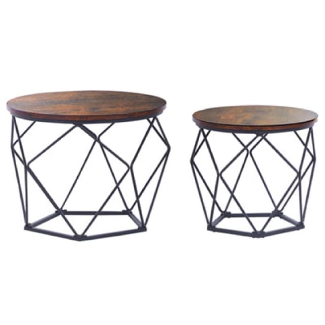 Beliani Set Of 2 Coffee Tables Bruni Brown/ Black