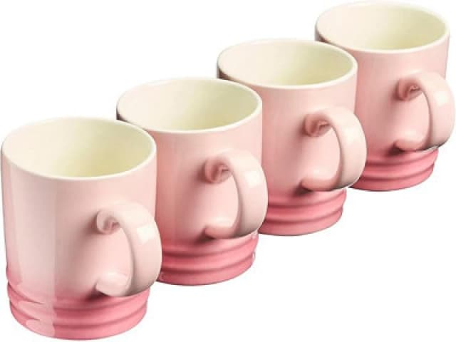 Cooks Professional Set Of 4 Colourful Stoneware Mugs - Tea Coffee Drinking Cups 350Ml Capacity - Dishwasher & Microwave Safe - Pink
