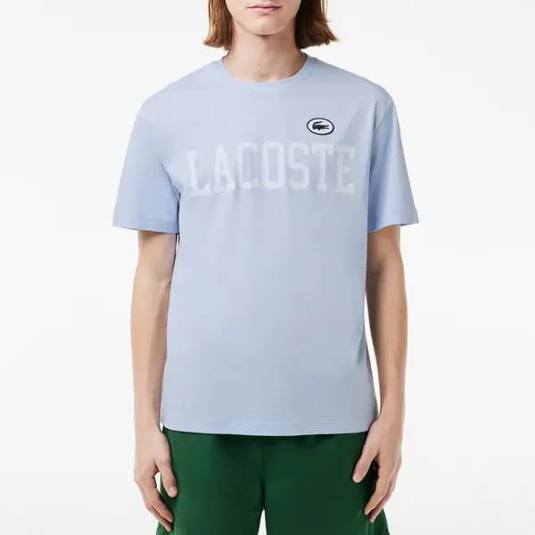 Lacoste Varsity Logo-Print Cotton-Jersey T-Shirt - L Blue Tops male TH7411-J2G L