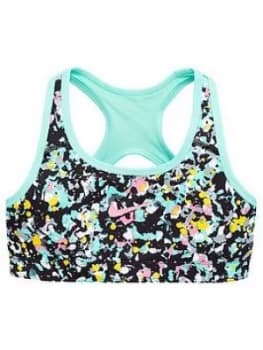 Nike Older Girls Just Do It Reversible Sports Bra - Black/Turquoise
