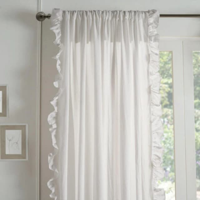 OHS OHS Frill Voile Net Curtains 2 Window Panels Sheer Rod Slot Top Pair Set in White Size: 140cm width x 220cm drop White 140cm width x 220cm drop