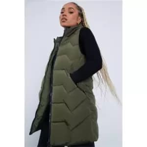I Saw It First Khaki Chevron Quilted Gilet - Green