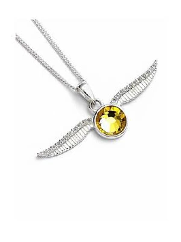 Sterling Silver Golden Snitch Necklace With Claw Set Crystals