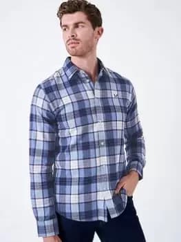 Crew Clothing Crew Clothing Brushed Cotton Marl Flannel Shirt, Blue Size M Men