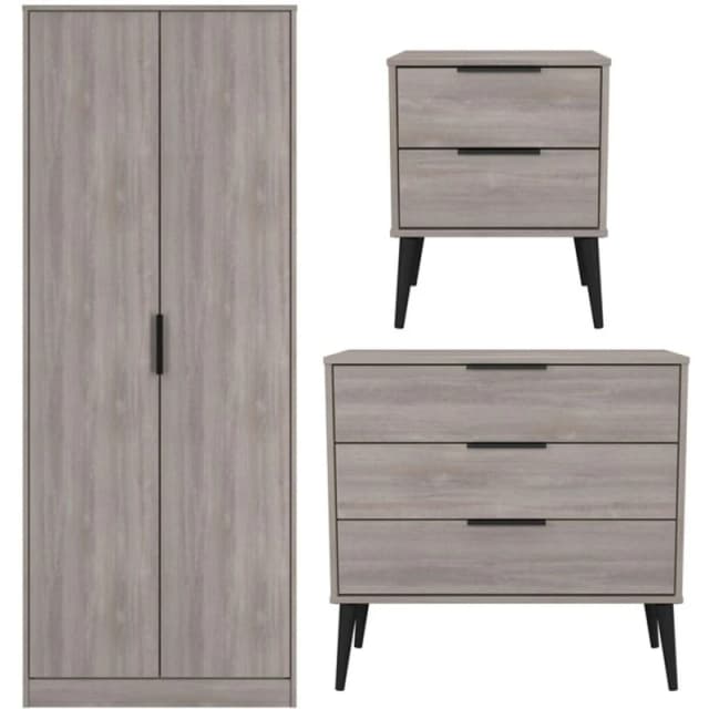 Ready Assembled 2 U Tulsa 3 Piece Bedroom Furniture pack (Ready Assembled) in Light Oak Size: Large Light Oak Unisex Large