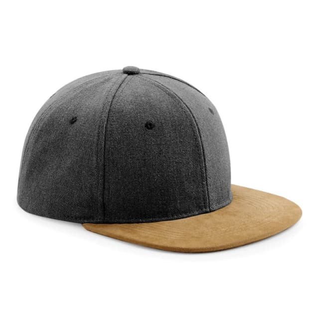 Beechfield Beechfield Men Faux Suede Peak Snapback Cap in Dark Grey Dark Grey One Size Male 5054171879342