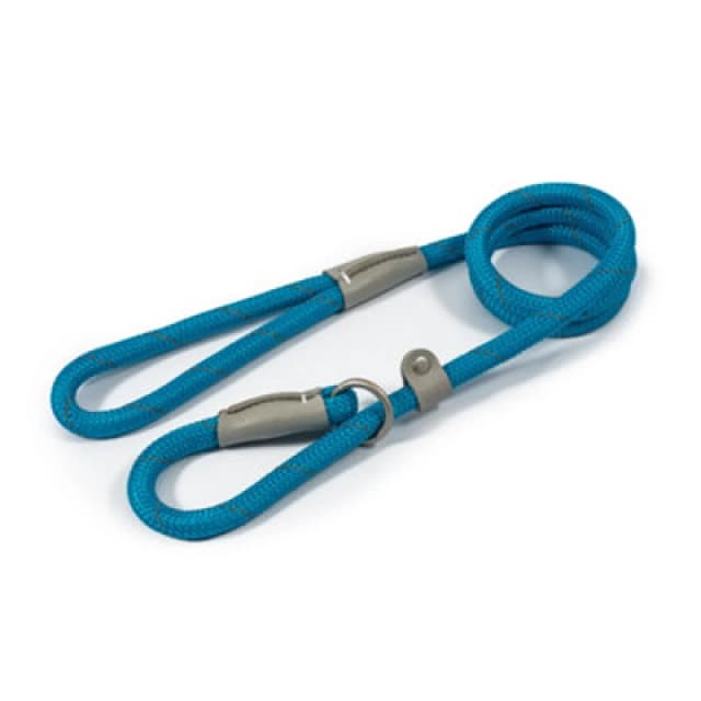 Viva Reflective Rope and Real Leather Slip Lead 150 x 1.2cm Blue