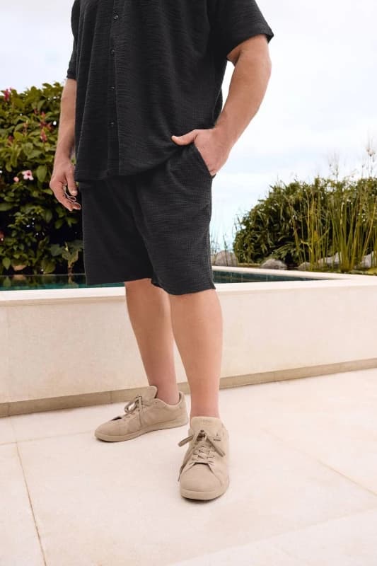 BadRhino Mens Jersey Textured Shorts in Black Size: XL Black Male XL