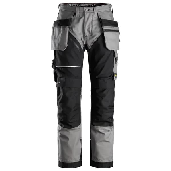 Snickers 6214 Mens Ruff Work Canvas Trousers Holster Pockets 62141804056 Colour: Grey / Black