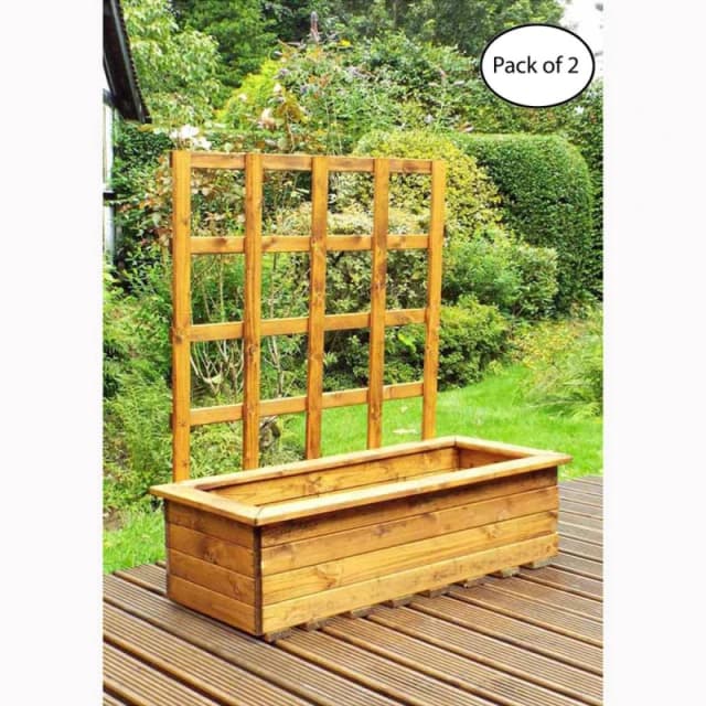 Charles Taylor Multi Pack of 2 - Extra Large Kensington Planter - Wood in Light Brown Light Brown Unisex