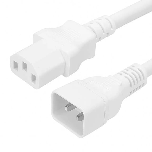FDL 3M IEC C20 PLUG TO C13 SOCKET MAINS EXTENSION CABLE - WHITE