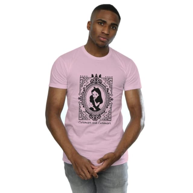 Disney Men Alice In Wonderland Frame T-Shirt in Baby Pink Size: Small Baby Pink S Male 5059568304445
