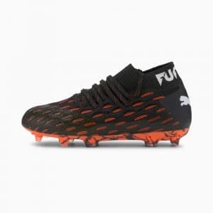 PUMA Future 6.1 NetFit FG/AG Youth Football Boots, Black/White/Shocking Orange Size 2 Shoes